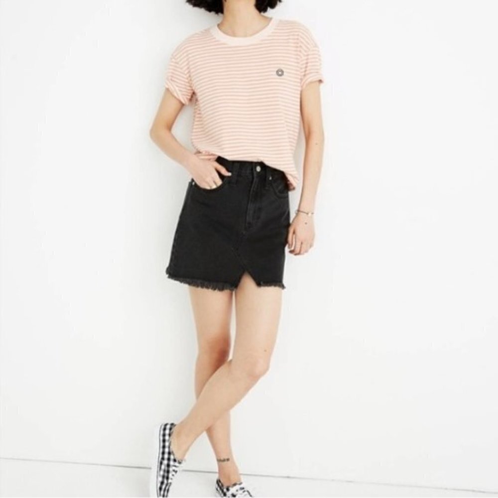 Madewell Rigid Denim A-Line Black Mini Skirt size‎ 28/6